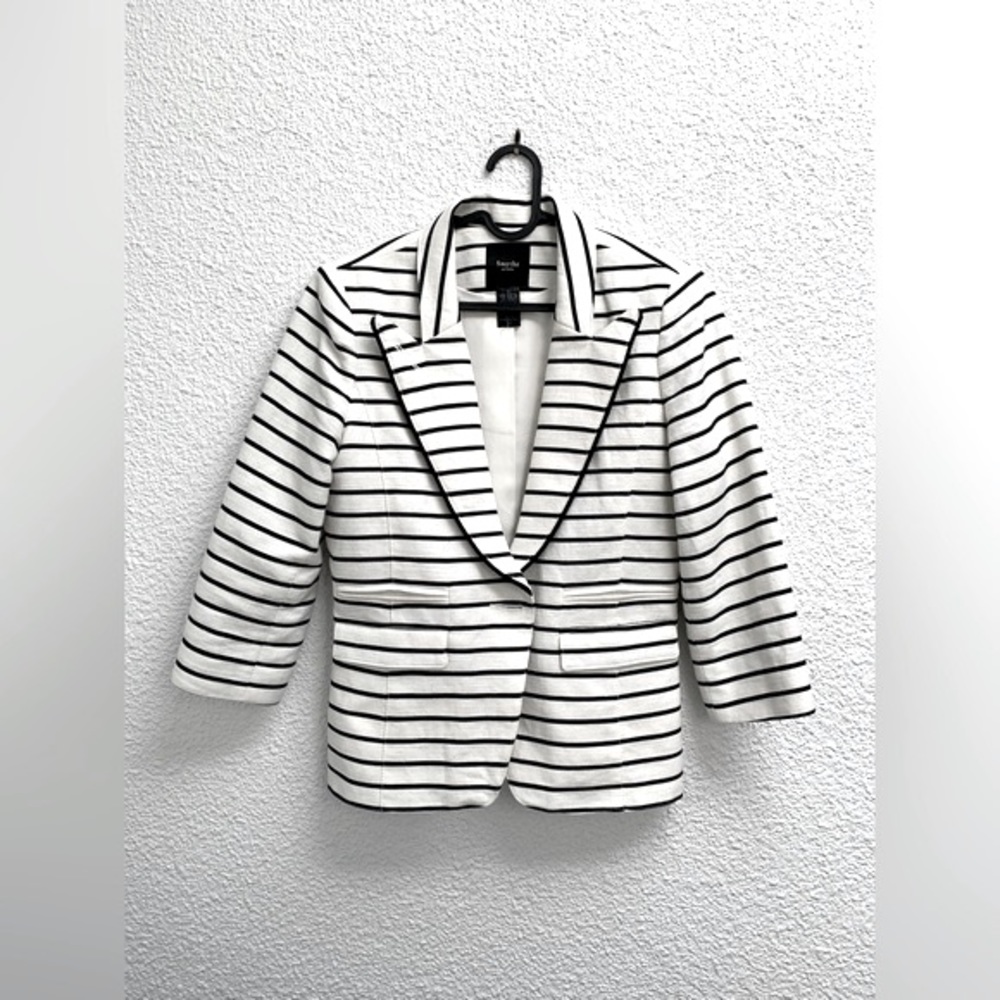 Smythe classic black and white linen blend blazer